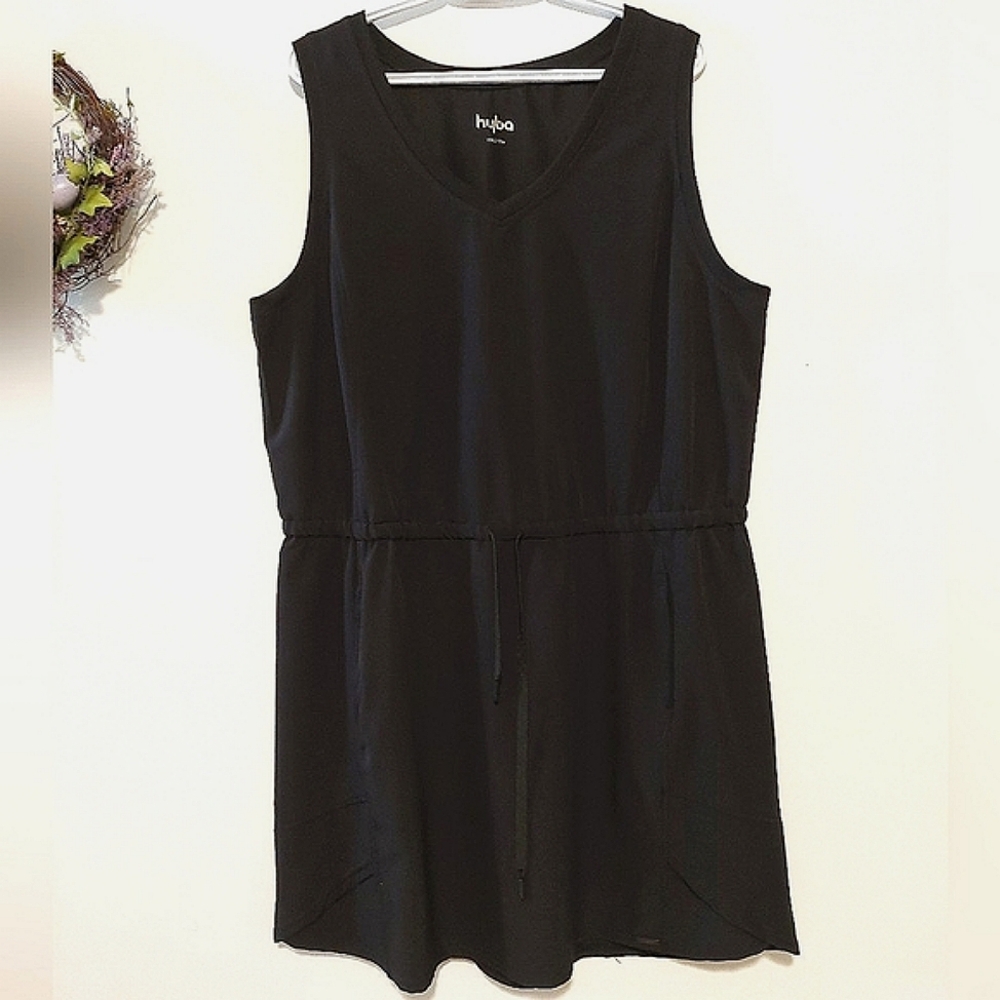 Hyba Women's Black Sleeveless Lightweight Sporty Dress /w Pockets EUC Size XXL